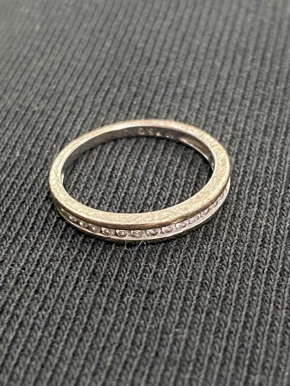 18K Solid Gold Channel Set Diamond Half Eternity Band, Stacking Ring
